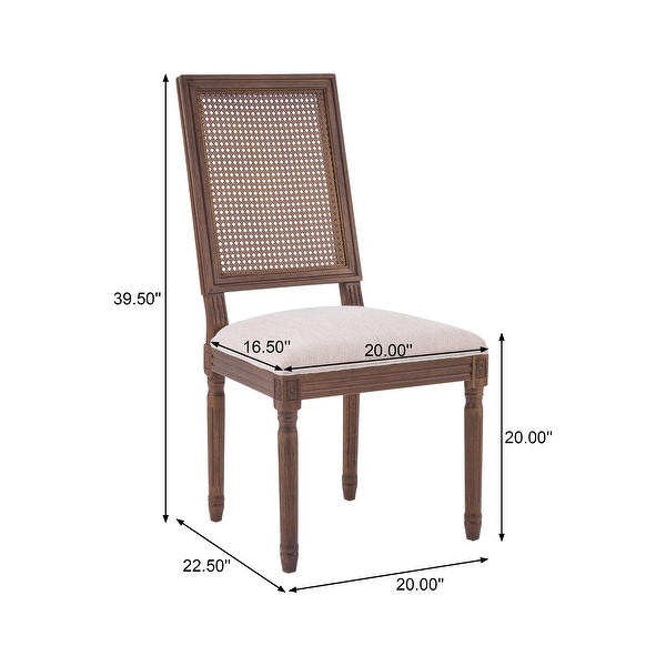 [Set of 2]Elegant Cane Backrest & Upholstered Seats with Fluted Legs ...